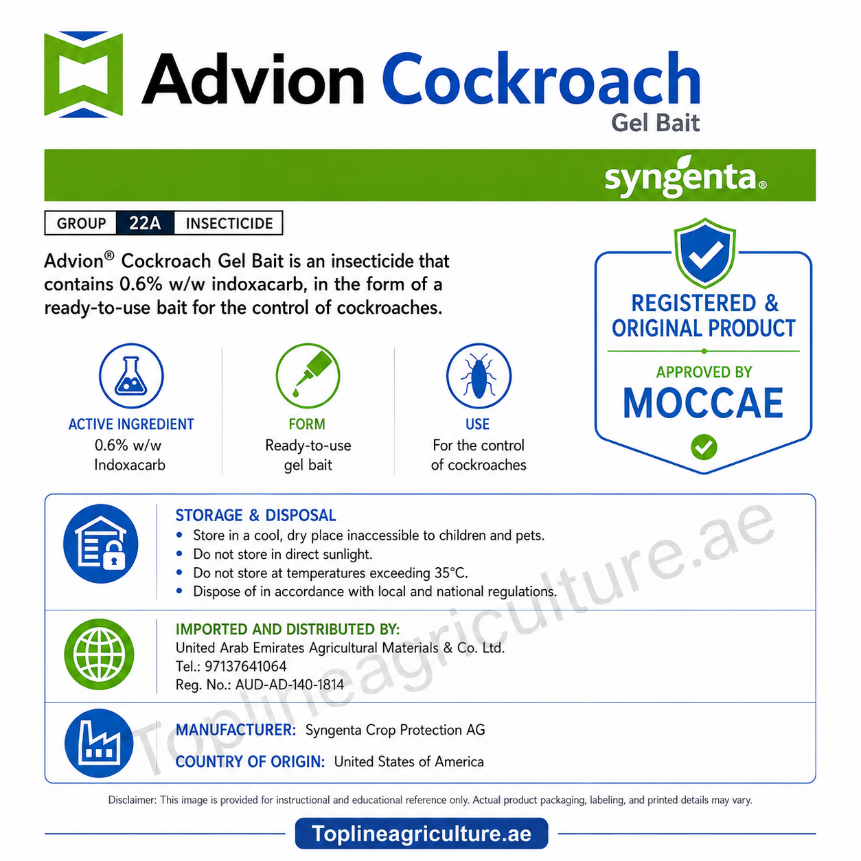 Advion® Cockroach Gel Bait 30g by Syngenta | Original | MOCCAE Approved